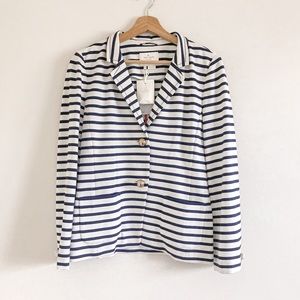 NWT Kate Spade Freja Winter Seaside Blue and White Striped Blazer 10